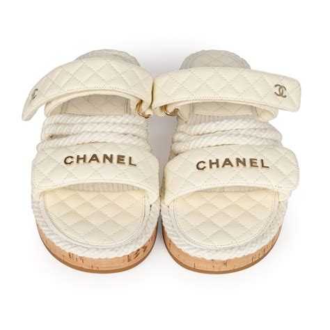 chanel rope sandals white|chanel heeled sandals.